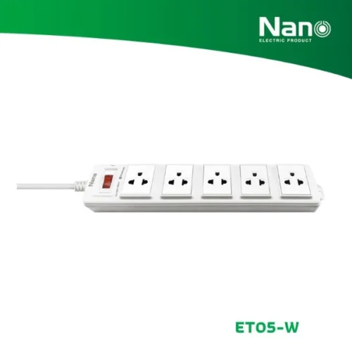 NANO ปลั๊กพ่วง 5 เต้ารับ + 1 เมนสวิตช์ 10A Nano Lite (สายยาว 5M)