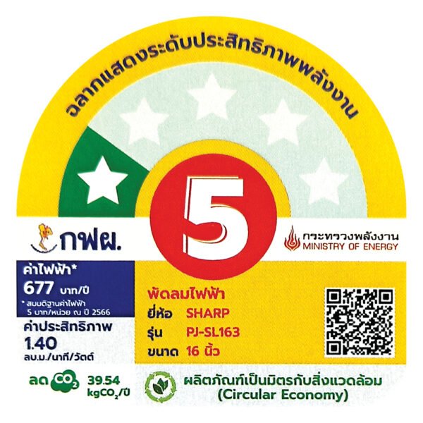 PJ-SL163 SHARP พัดลมสไลด์ 16 นิ้วรุ่นใหม่